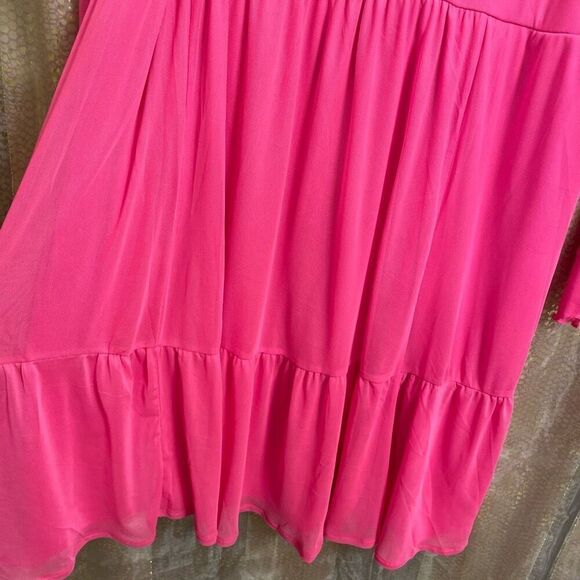 Torrid Hot Pink Glo Mesh Ruffle Tiered Mini Dress XL/14 NWT - Picture 4 of 11